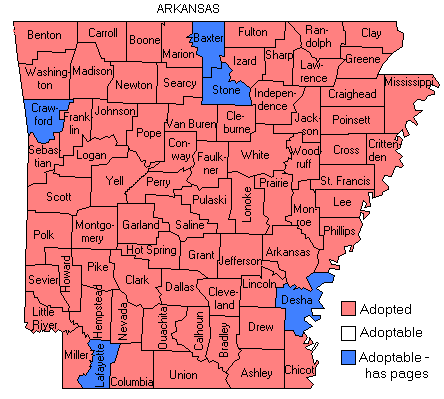 Arkansas County Status Map