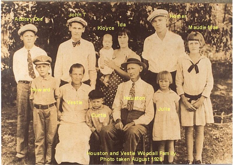 Houston and Vestie Woodall Family, 1928 Picture