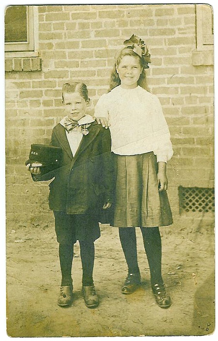 John Calvin Holt and his sister Sophronia Holt, possibly 1909-1910