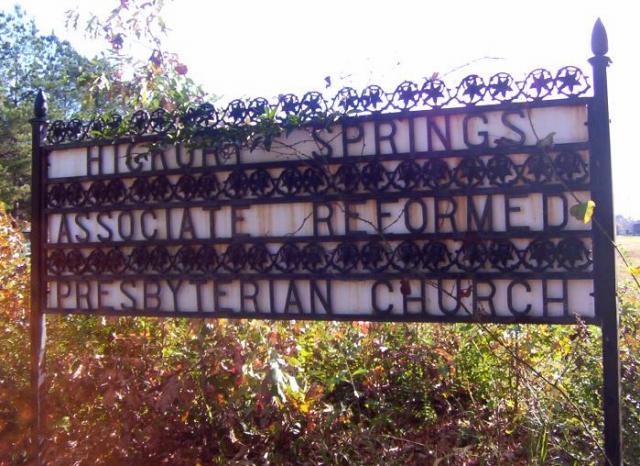 Sign at Hickory Springs Church and Cemetery