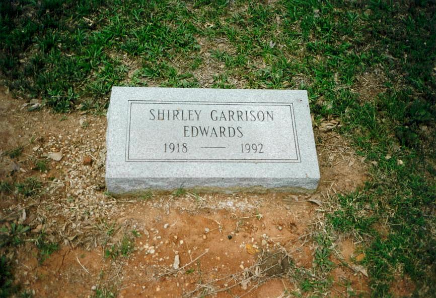 Shirley Garrison Edwards headstone, Oakland Cemetery, Bradley County, Arkansas