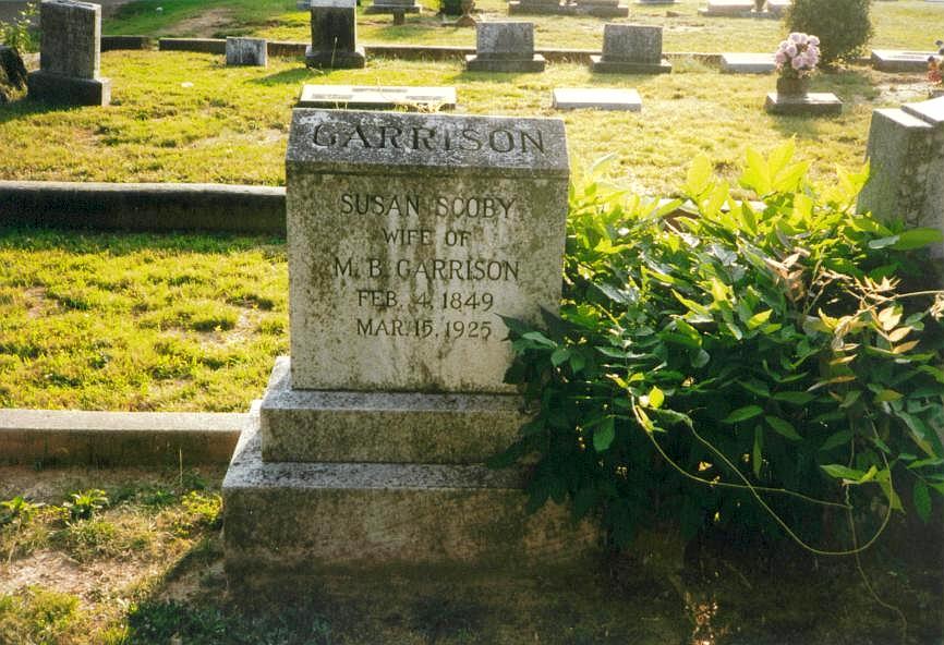 Susan Scoby Garrison headstone, Oakland Cemetery, Bradley County, Arkansas
