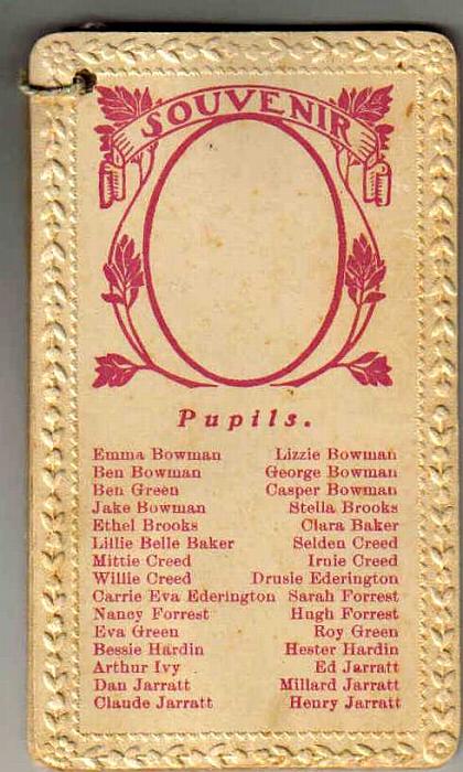 Souvenir of Holly Springs Public School, Bradley County, Arkansas - pupil list