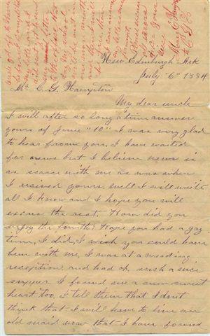 Page 1, Mary Hampton letter to C. G. Hampton