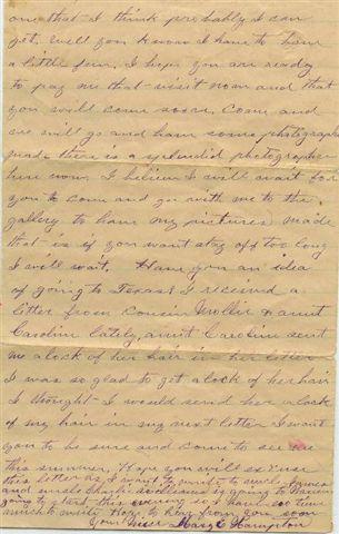 Page 2, Mary Hampton letter to C. G. Hampton