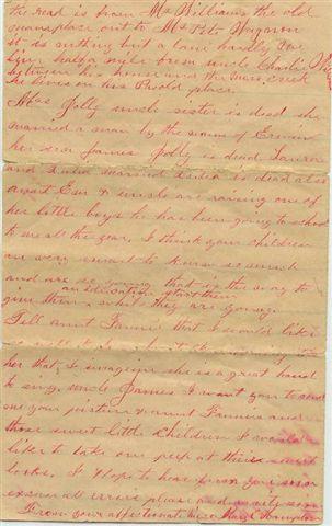 Page 2, Mary Hampton letter to James A. Hampton