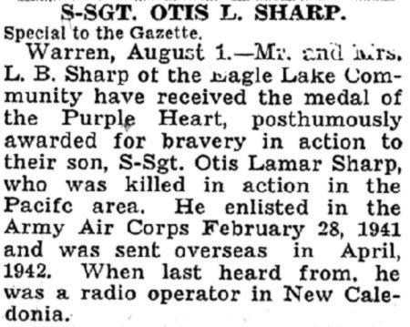 S-Sgt. Otis Lamar Sharp News Clipping part 3