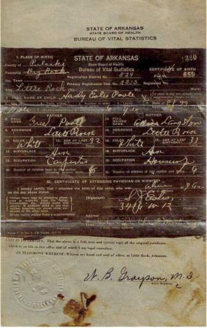 Hardie Poole Birth Certificate