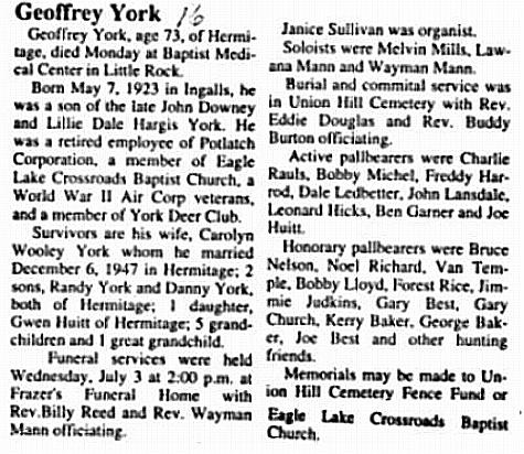 Geoffrey Daniel York Obituary