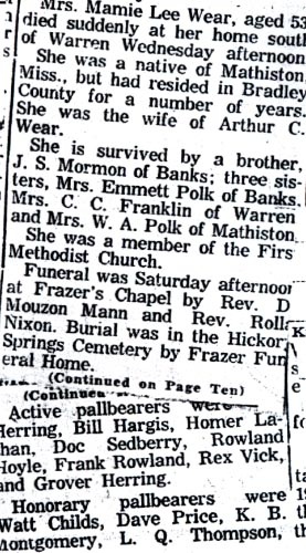 Mamie Wear Obituary