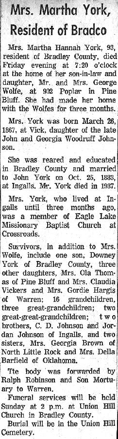 Martha York Obituary 1