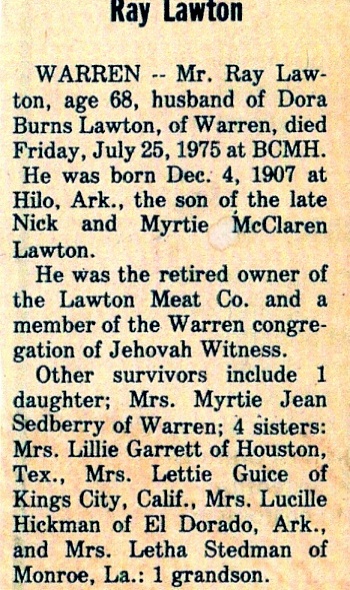 Abner Ray Lawton Obituary Part 1