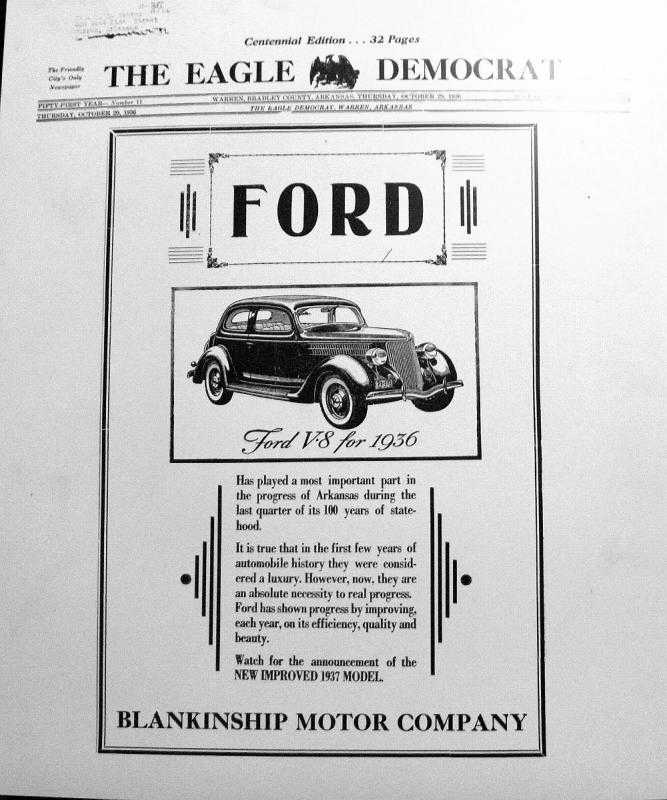The Blankinship Motor Company Newspaper Ad is located at the Bradley County Historical Museum