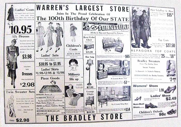 The Bradley Store Newspaper Ad is located at the Bradley County Historical Museum