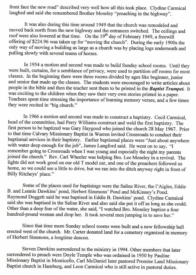 Cross Roads Missionary Baptist Church History by Jann Woodard, Page 11