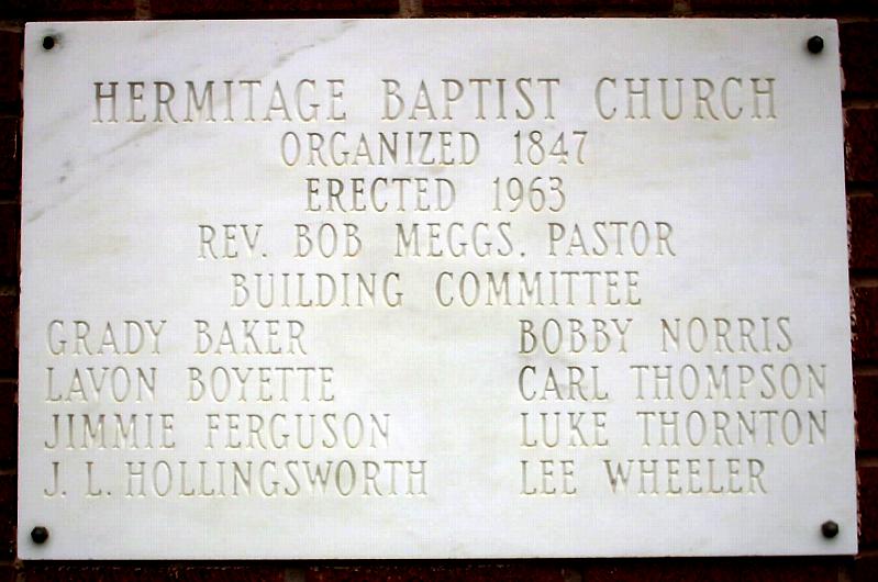 Hermitage Baptist Church Sign 1963, Bradley County, Arkansas