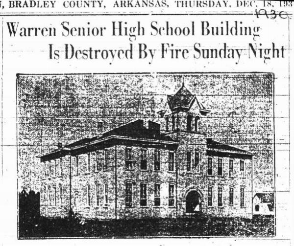 Warren Senior High School Destroyed by Fire Newpaper Headline Photo