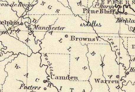 1854 Map of Dallas County, Ark