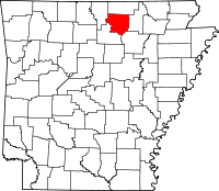 Izard County in red