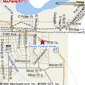 Map to Brown Funeral Home