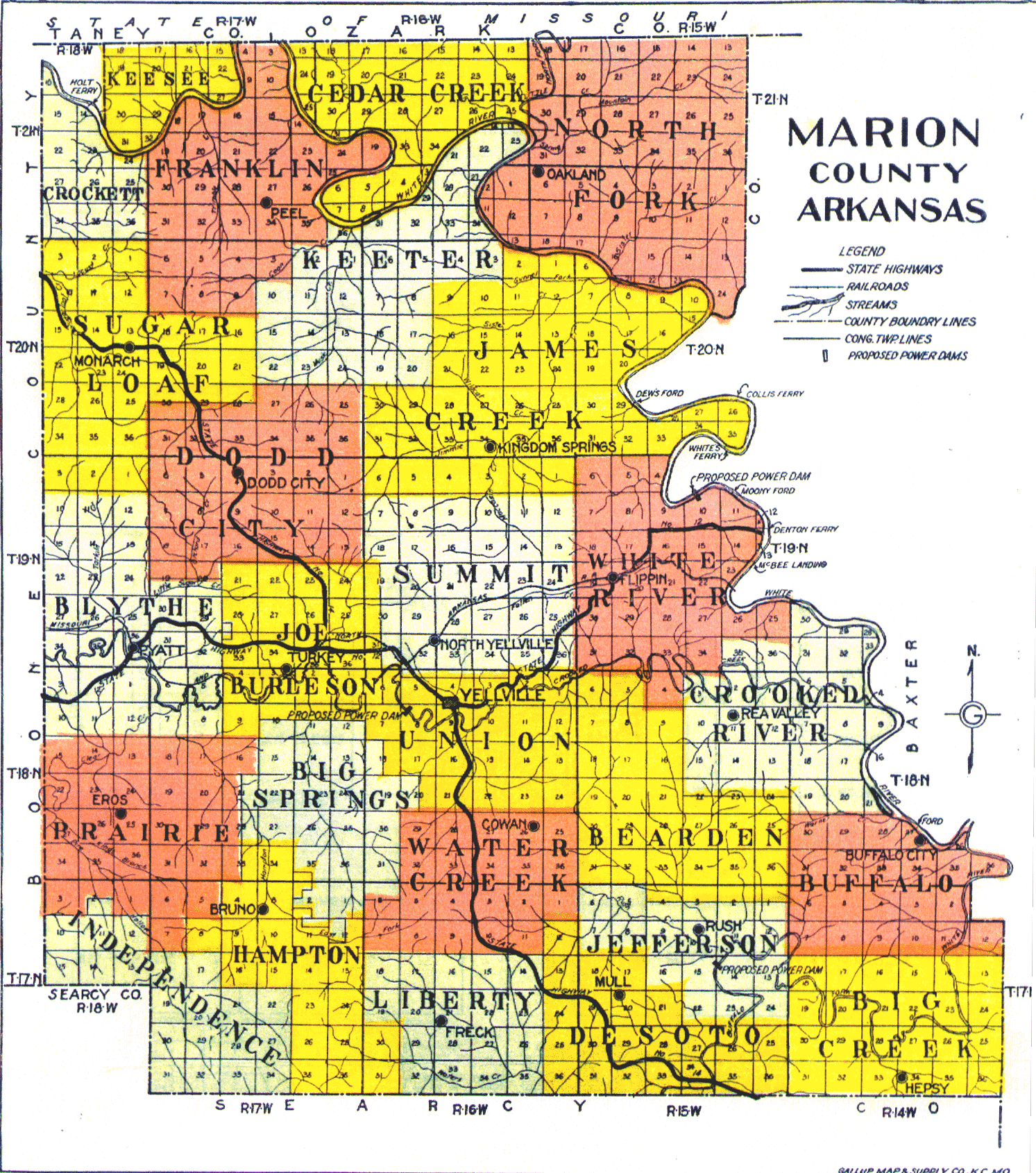 Marion Co AR Townships map