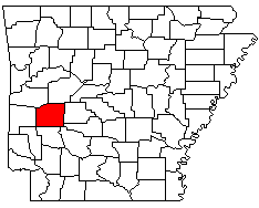 Montgomery County, Arkansas hightlighted in red.