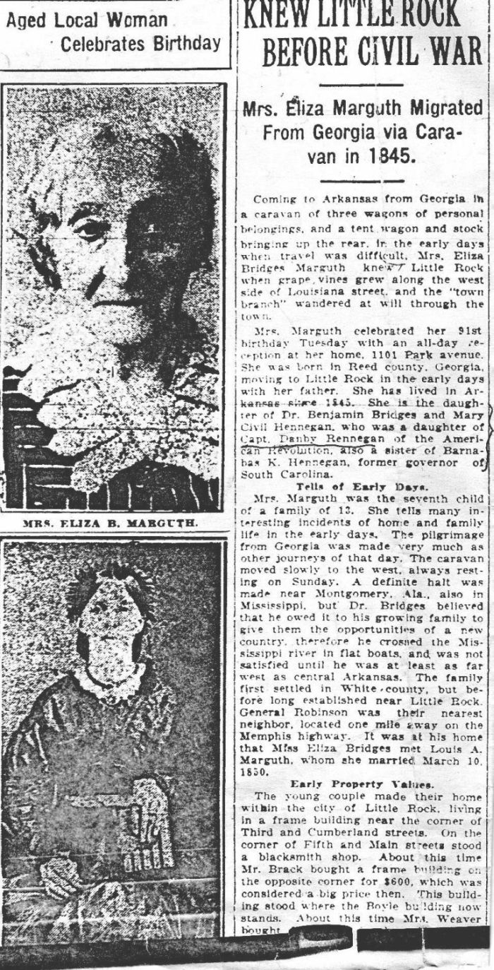 Eliza Bridges Marguth, Pulaski County, Arkansas
