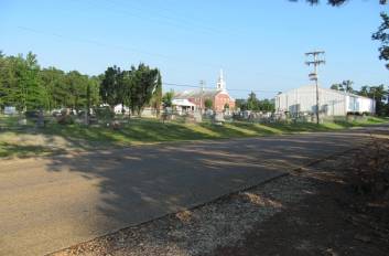 7394 Rear view frm Armer Rd-OldCrain City Rd runs N frnt of Church-youth bldg sm