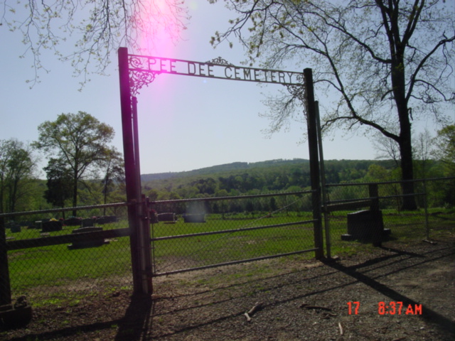 Peedee Cemetery gate sign, Van Buren County, Arkansas