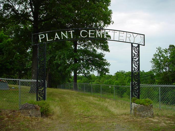 Plant Cemetery gate sign, Van Buren County, Arkansas