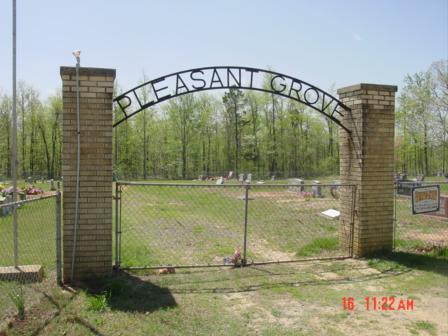 Pleasant Grove Cemetery gate sign, Scotland, Van Buren County, Arkansas