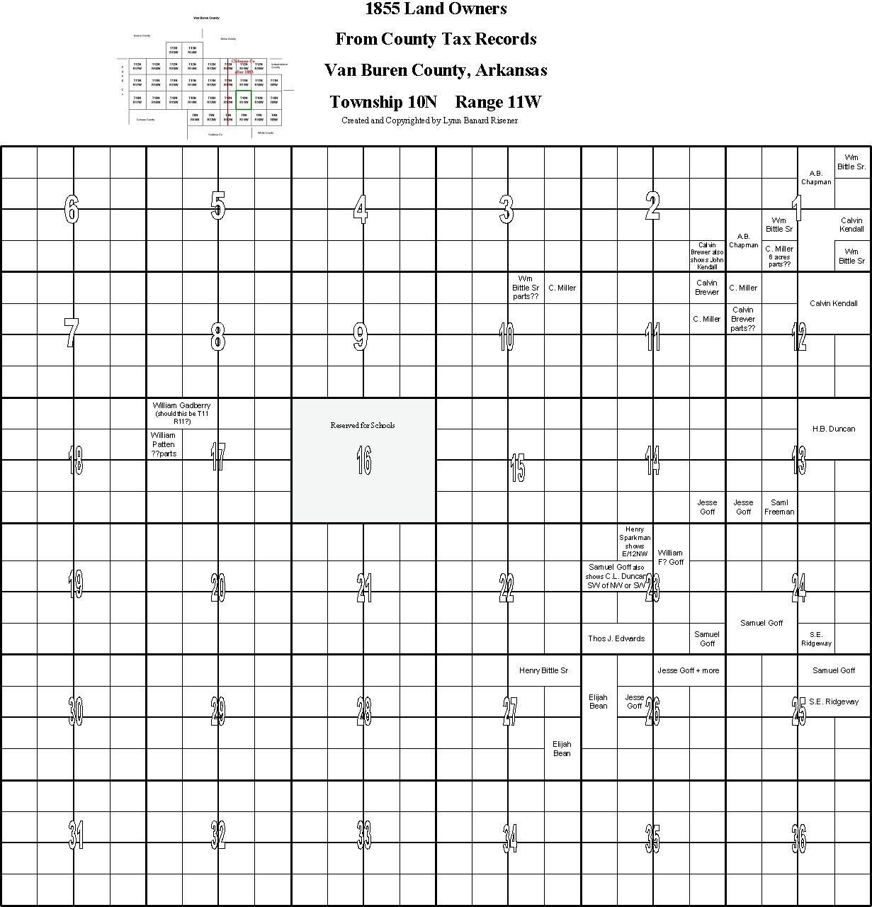VBC landowners in 1855, T10,R11