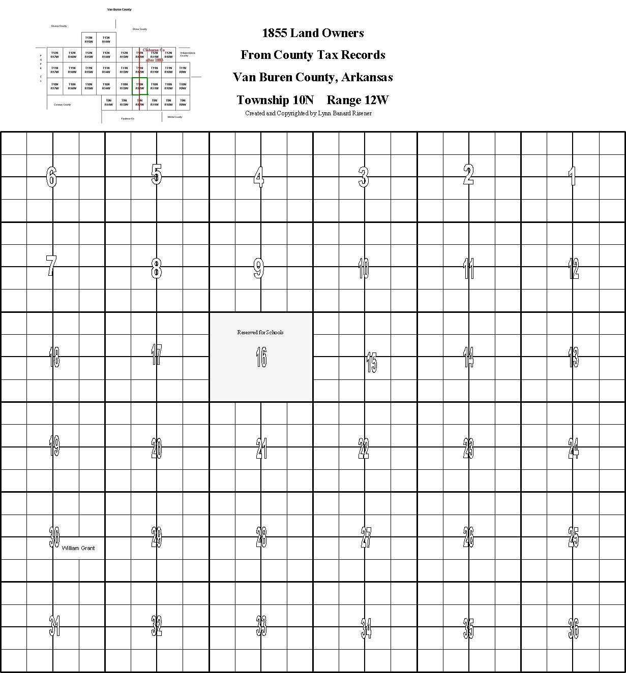 VBC landowners in 1855, T10,R12