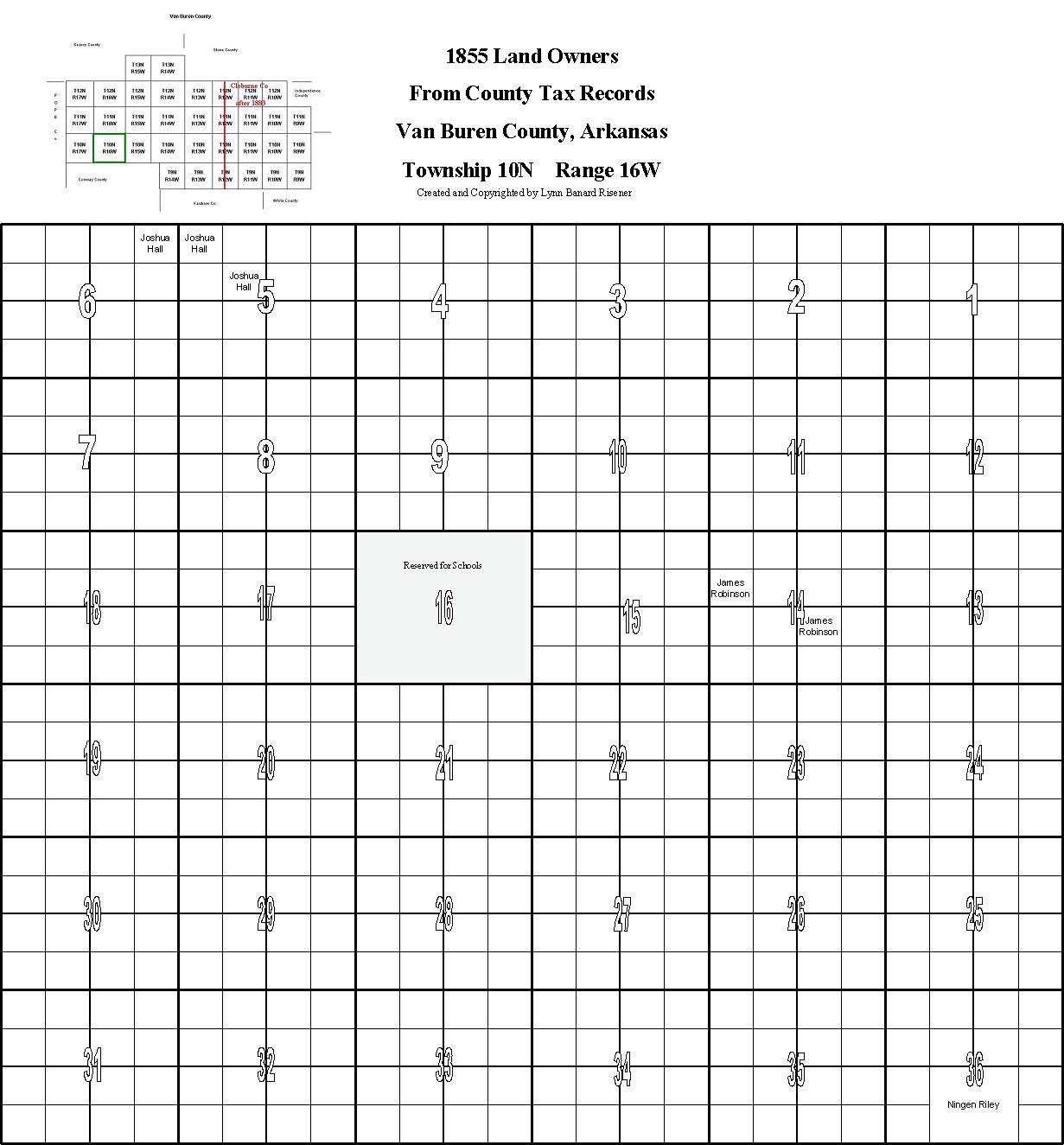 VBC landowners in 1855, T10,R16