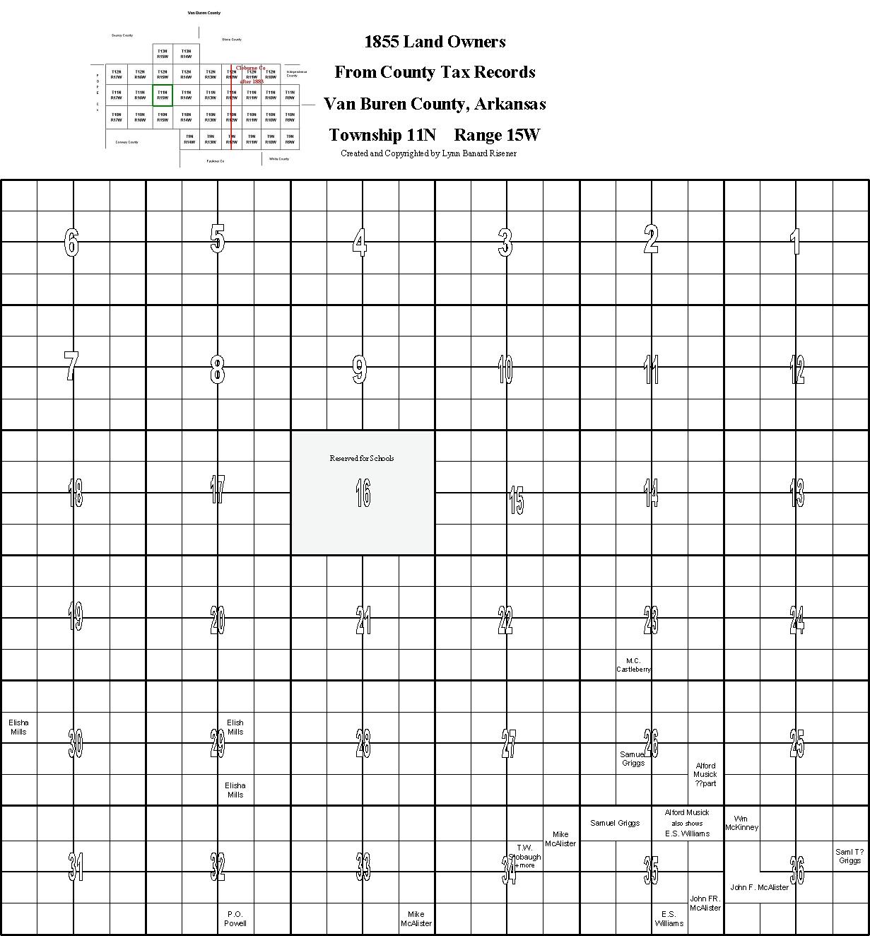 VBC landowners in 1855, T11,R15