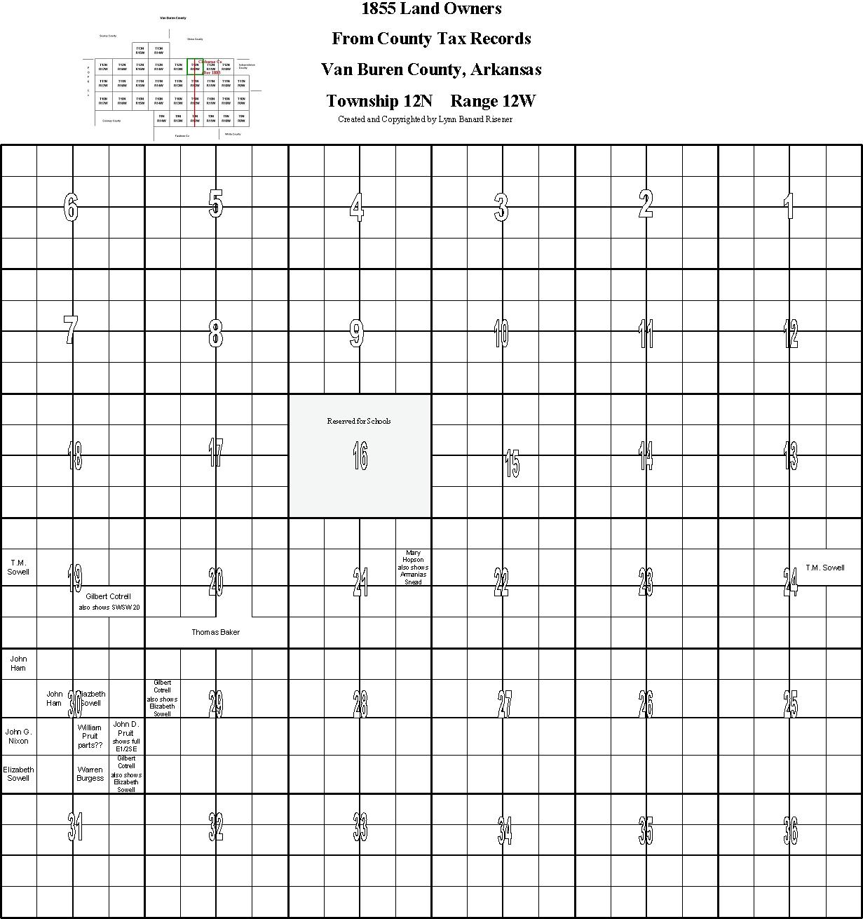VBC landowners in 1855, T12,R12