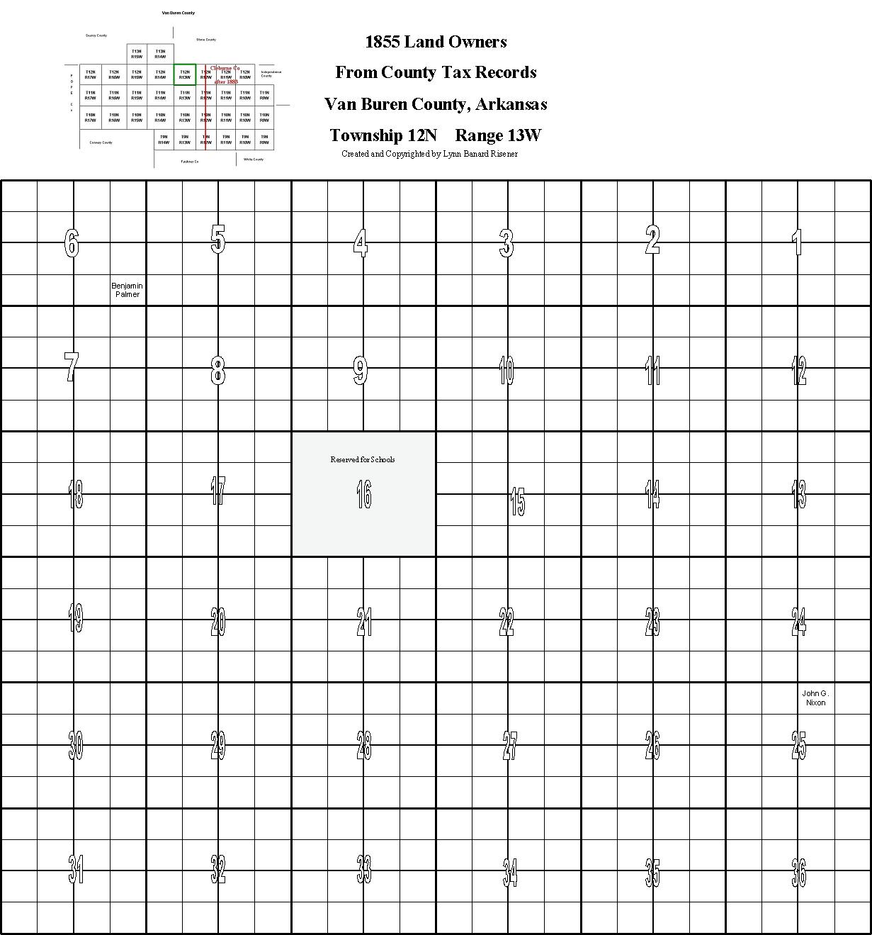VBC landowners in 1855, T12,R13