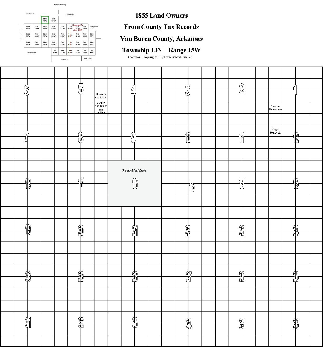 VBC landowners in 1855, T13,R15