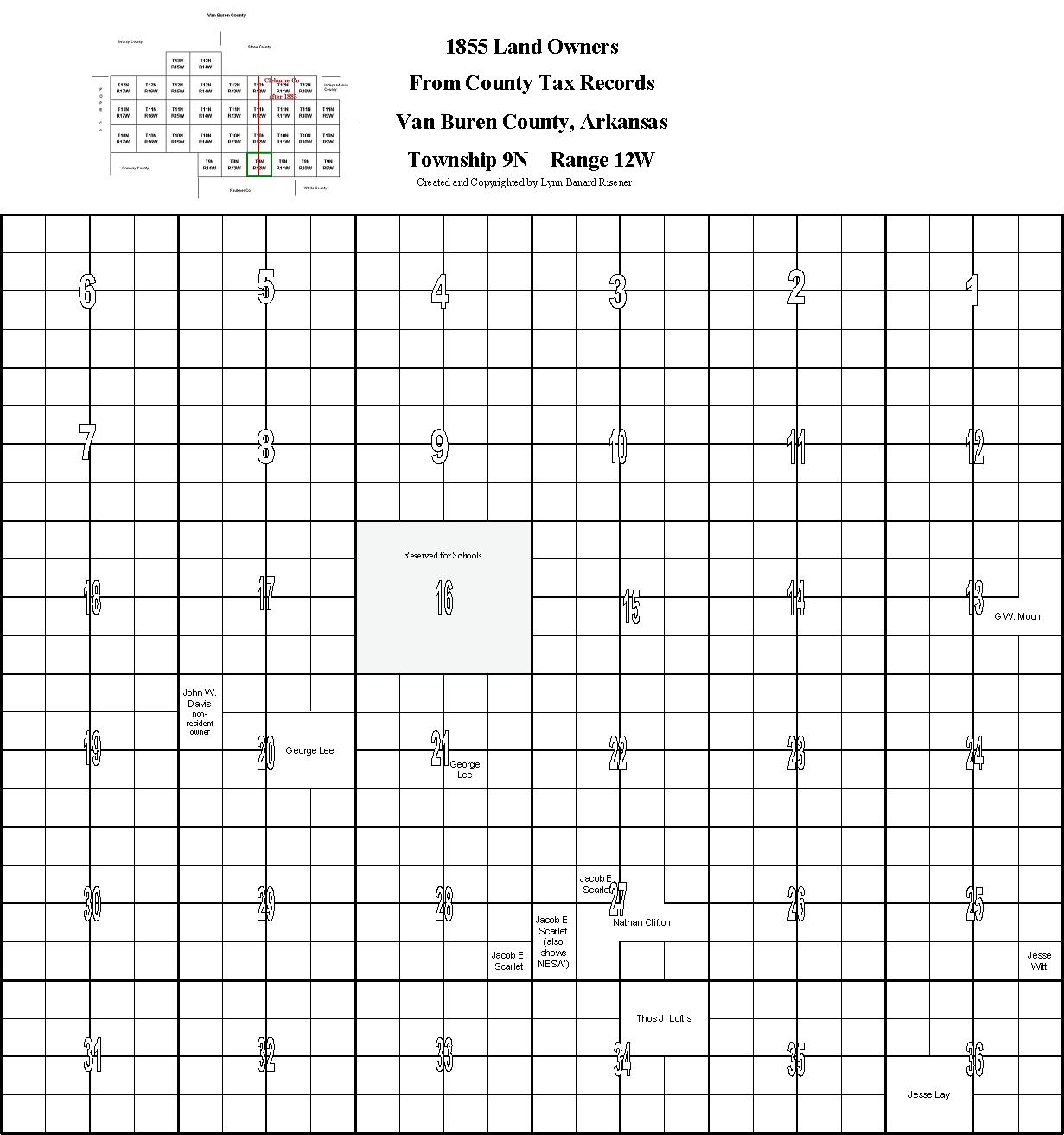 VBC landowners in 1855, T9,R12