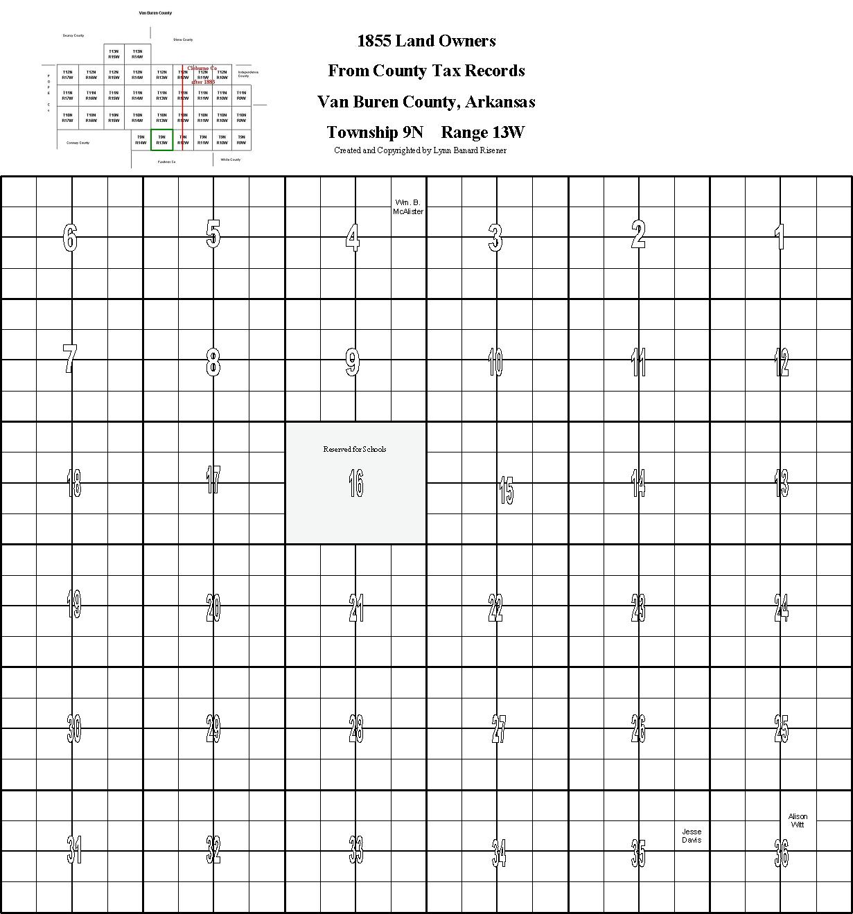 VBC landowners in 1855, T9,R13