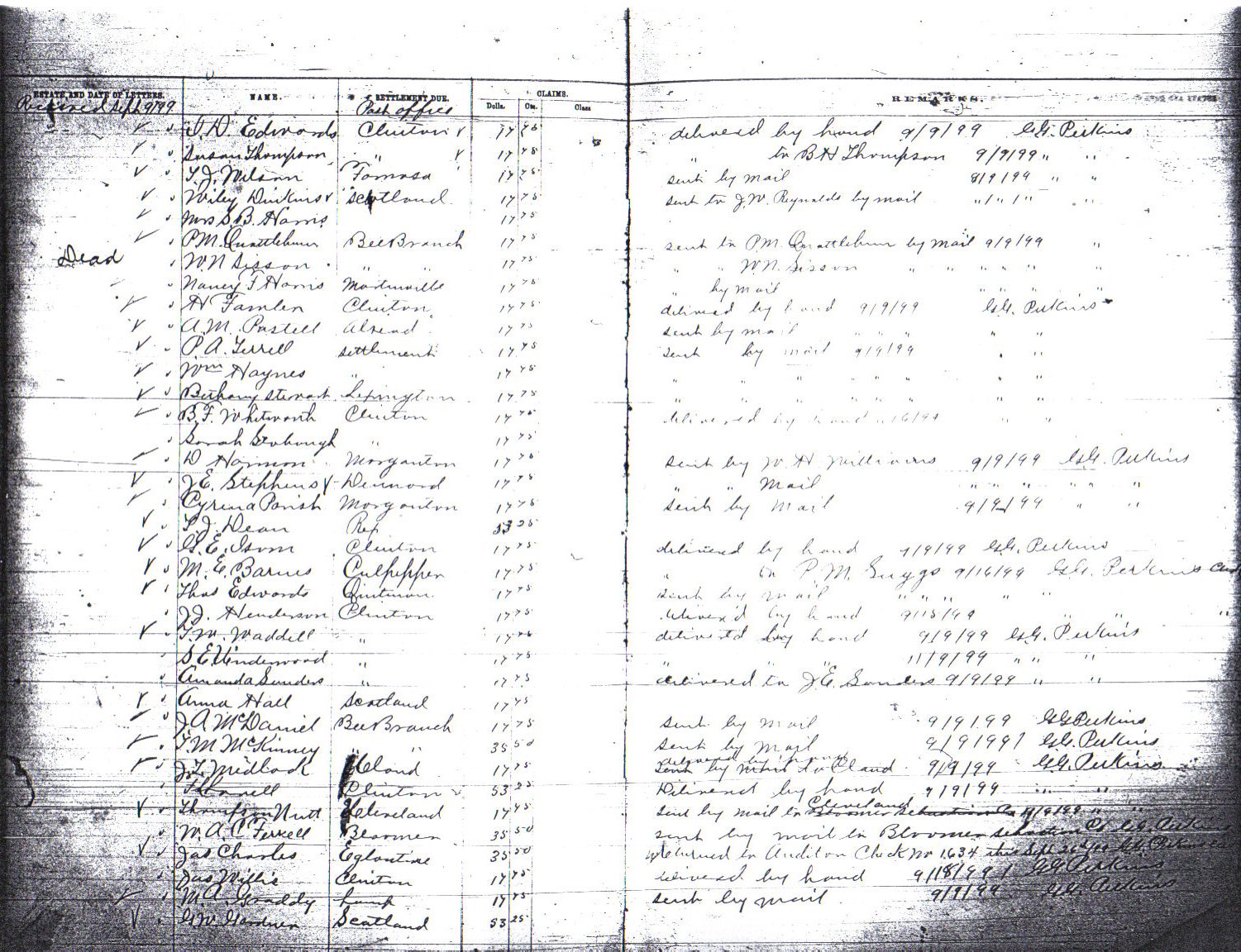 Pensions granted 1899