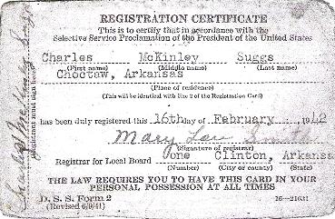 Charles McKinley Suggs Registration