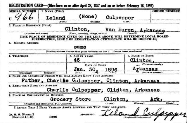 Leland Culpepper, draft registration