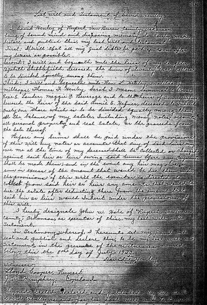 Will of David Henley