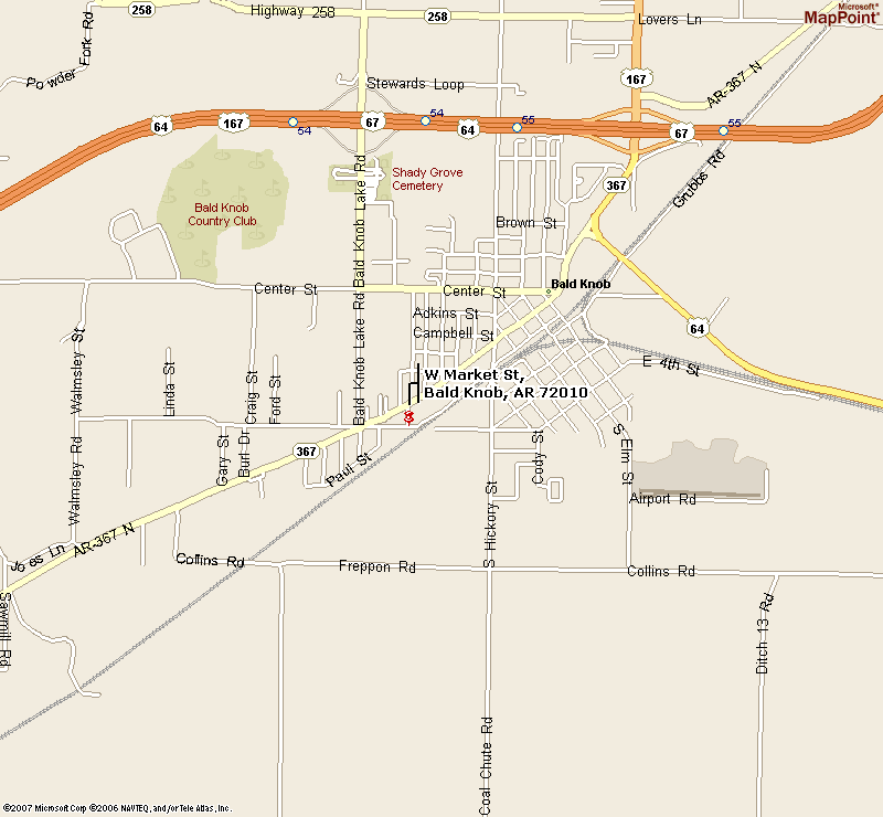 Map of Bald Knob
