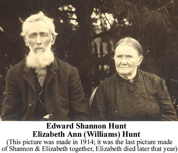 Edward Shannon and Elizabeth Ann Williams HUNT