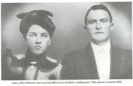 John Allen Matlock and Louvada McCarver, 1905