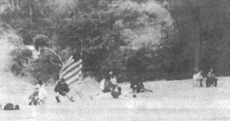 The battlefield with Union Flag