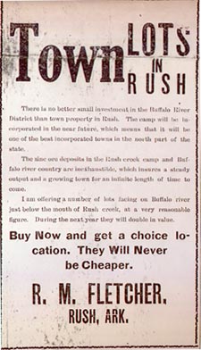 Ad selling Town Lots in Rush