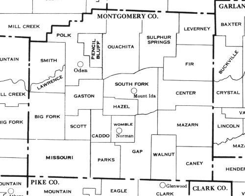 Montgomery County, Arkansas Minor Civil Divisions - Townships (1960 census)